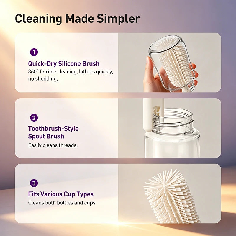 Quick-dry silicone brush and spout brush