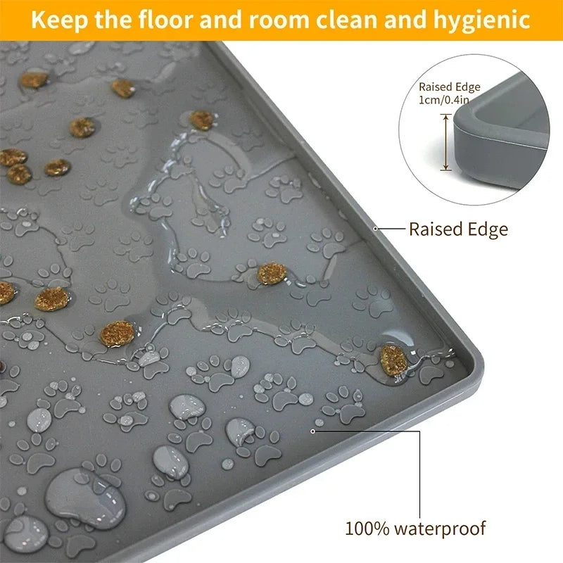 Close-up of the raised edge on the silicone feeding mat