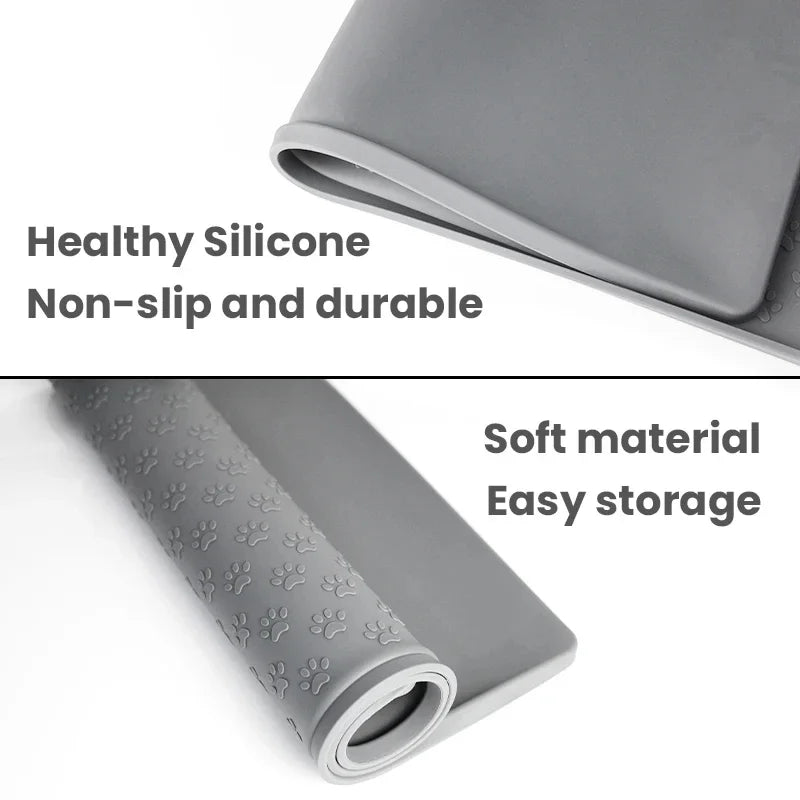 Flexible silicone feeding mat that rolls up for storage
